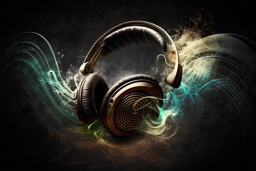 Music headphone with graphical imagery