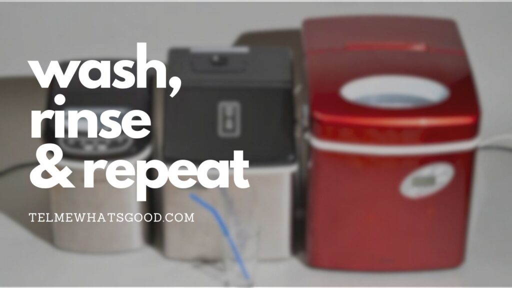 wash, rinse & repeat (1) Countertop dishwashers on display with verbiage, wash, rinse & repeat